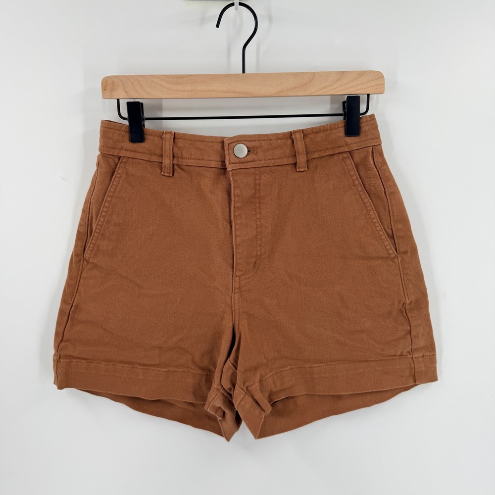 Everlane Way-High Canvas Short Brown 4 High Waisted Organic Cotton Summer Casual